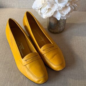 Salvatore Ferragamo Size 8.5 Yellow Leather Vintage Loafers